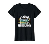 I Love Pennsylvania Scenic State Design Value Graphic T-Shirt, Women, Black, L