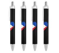 I Love Philippines Filipino Flag Heart Ballpoint Pens Retractable Blue Ink Ball Point Pen Smooth Writing Work Pen 4 PCS