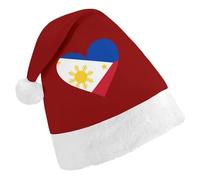 I Love Philippines Filipino Flag Heart Christmas Hats Patterned Santa Hat New Year Festive Holiday Party Supplies Child