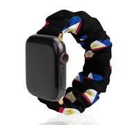 I Love Philippines Filipino Flag Heart Scrunchie Watch Bands Soft Elastic Replacement Wristband Compatible with Apple Watch 42mm/44mm