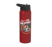 I Love Philippines Jeepney Mountains Stainless Steel Insulated Water Bottle