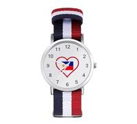 I Love Philippines Red Heart Sport Watch for Men Women Nylon Strap Wrist Watch Analog Quartz Watch