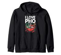 I Love Pho Vietnamese Soup Bowl Art Zip Hoodie