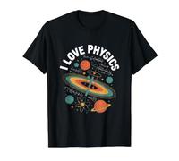 I Love Physics Atom Planets Formula Universe Value Graphic T-Shirt, Men, Black, M
