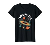 I Love Physics Atom Planets Formula Universe Value Graphic T-Shirt, Women, Black, XS