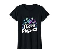 I Love Physics Atom Science Chemistry Fun Value Graphic T-Shirt, Women, Black, L