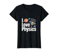 I Love Physics Cosmic Planetary Enthusiast Value Graphic T-Shirt, Women, Black, S