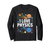 I Love Physics Cosmic Planets Design Long Sleeve T-Shirt