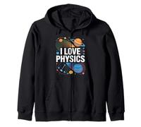 I Love Physics Cosmic Planets Design Zip Hoodie