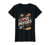 I Love Physics Cosmic Universe Science Enthusiast Value Graphic T-Shirt, Women, Black, S