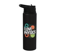 I Love Physics Enthusiast Gears Planets Stainless Steel Insulated Water Bottle