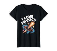I Love Physics Enthusiast Universe Value Graphic T-Shirt, Women, Black, XL
