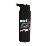 I Love Physics Gears and Atoms Enthusiast Stainless Steel Insulated Water Bottle