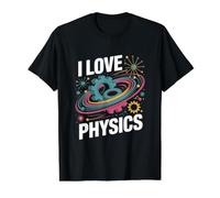I Love Physics Gears and Atoms Enthusiast Value Graphic T-Shirt, Men, Black, S