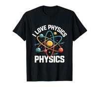 I Love Physics Physics E=MC² Atom Model Value Graphic T-Shirt, Men, Black, XL