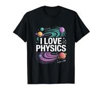 I Love Physics Planets Universe Equation Value Graphic T-Shirt, Men, Black, XL