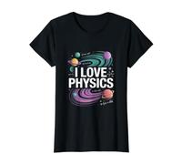 I Love Physics Planets Universe Equation Value Graphic T-Shirt, Women, Black, M