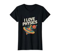 I Love Physics Retro Science Space Art Value Graphic T-Shirt, Women, Black, L