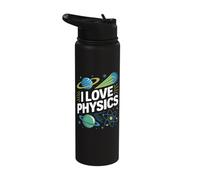 I Love Physics Universe Atoms Planets Stainless Steel Insulated Water Bottle