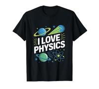 I Love Physics Universe Atoms Planets Value Graphic T-Shirt, Men, Black, M