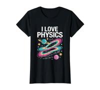 I Love Physics Universe Space Science Cosmos Value Graphic T-Shirt, Women, Black, S