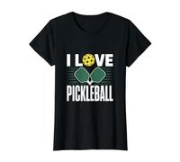 I Love Pickleball Paddle Ball Fun Express Value Graphic T-Shirt, Women, Black, L