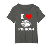 I Love Pierogi Polish Kitchen Poland Dumplings T-Shirt, Women's Plus, Asphalt Grey, 3X