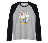 I Love Pigeons Bird Watching Fun Raglan Baseball Tee