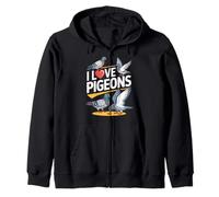 I Love Pigeons Bird Watching Fun Zip Hoodie