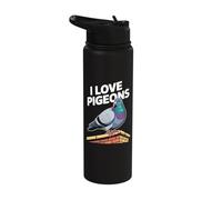 I Love Pigeons Cute Bird Lovers Stainless Steel Insulated Water Bottle