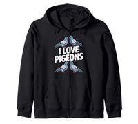 I Love Pigeons Enthusiast Urban Birdwatching Zip Hoodie