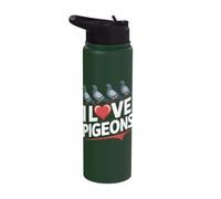 I Love Pigeons Heart Birdwatcher Stainless Steel Insulated Water Bottle