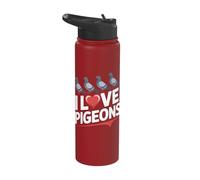 I Love Pigeons Heart Birdwatcher Stainless Steel Insulated Water Bottle