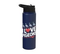 I Love Pigeons Heart Birdwatcher Stainless Steel Insulated Water Bottle