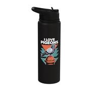I Love Pigeons Retro Urban Birdwatching Stainless Steel Insulated Water Bottle