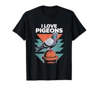 I Love Pigeons Retro Urban Birdwatching Value Graphic T-Shirt, Men, Black, S