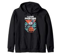 I Love Pigeons Retro Urban Birdwatching Zip Hoodie