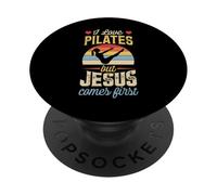 I Love Pilates But Jesus Comes First Funny Christian PopSockets Adhesive PopGrip