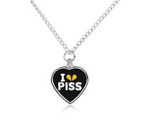 I Love Piss Pet Ash Necklace Keepsake Heart Pendant Memorial Jewelry Necklaces