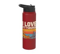 I Love Pittsburgh Bridge Retro Design Stainless Steel Insulated Water Bottle