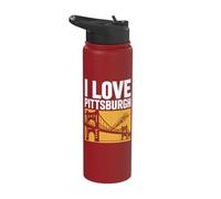 I Love Pittsburgh Bridge Skyline Pride Stainless Steel Insulated Water Bottle