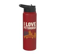 I Love Pittsburgh City Skyline Design Stainless Steel Insulated Water Bottle