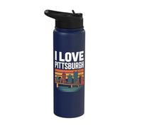 I Love Pittsburgh Retro Skyline Pride Stainless Steel Insulated Water Bottle