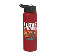 I Love Pittsburgh Retro Skyline Pride Stainless Steel Insulated Water Bottle