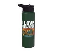 I Love Pittsburgh Retro Skyline Pride Stainless Steel Insulated Water Bottle