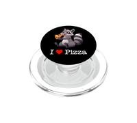 I Love Pizza, Cool Raccoon Eats Pizza Illustration Graphic PopSockets PopGrip for MagSafe