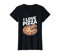 I Love Pizza Delicious Pepperoni Slice Value Graphic T-Shirt, Women, Black, M