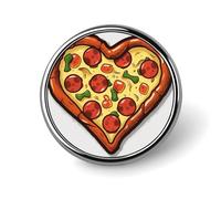 I Love Pizza Heart Button Pin,exquisite Round Badge Custom Badge Pins Kit Funny Gifts for Couples, Friends, Clothing Accessories, 3 Styles