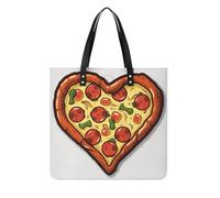 I Love Pizza Heart Square PU Leather Tote Bag