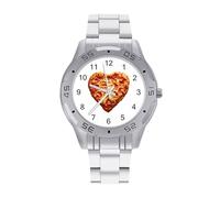 I Love Pizza Men's Watches Stainless Steel Watch Strap Analog Quartz Watch Business Wristwatches